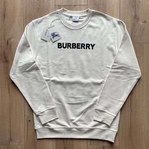 BURBERRY MEN'S CREWNECK WHITE COTTON SWEATERS XLARGE